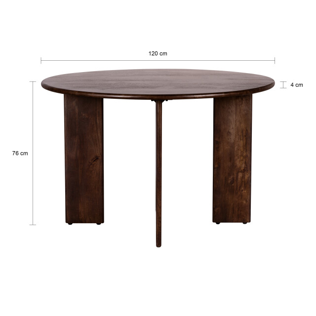 Lewis & Loft Eettafel lila -rond ⌀120 fsc® mangohout walnoot 3245706 large