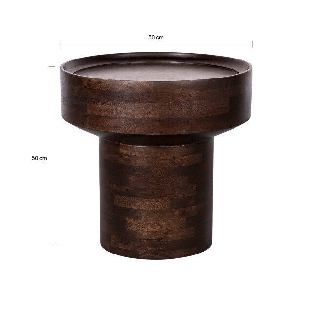 Lewis & Loft Bijzettafel luus fsc® mangohout ⌀50 walnoot 3245703 large