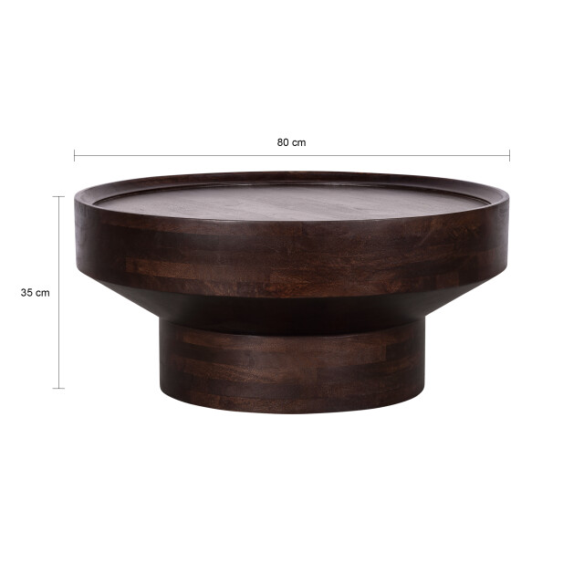 Lewis & Loft Salontafel luus fsc® mangohout ⌀80 walnoot 3245702 large