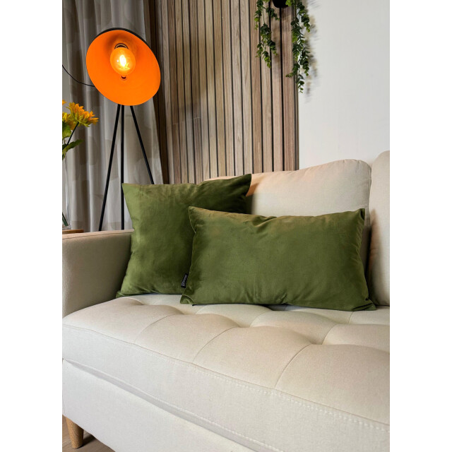 Gek op kussens! Sierkussen velvet olijf long | 30 x 50 cm | velvet/polyester 3237838 large