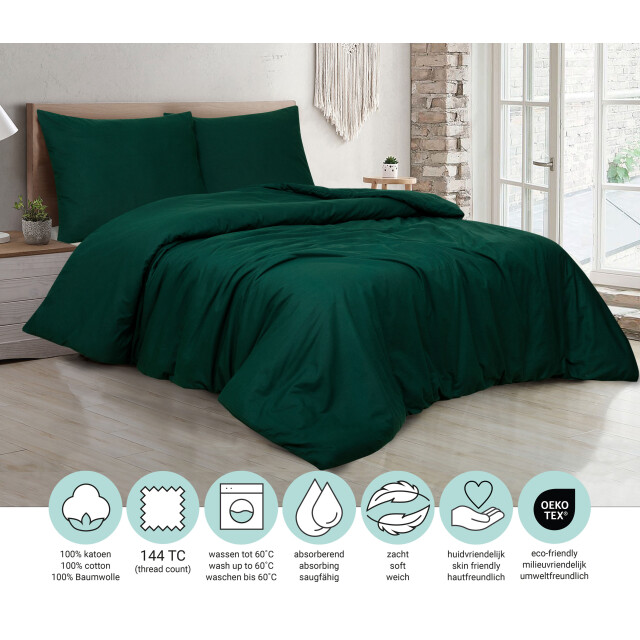 DoubleDry Dekbedovertrek 100% natuurlijk katoen tweepersoons 200x200/220 cm + 3016623 large