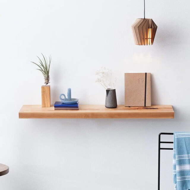 Tu Las Massief houten zwevende wandplank 94 x 22 x 4 cm handgemaakte langwerpige 3192503 large