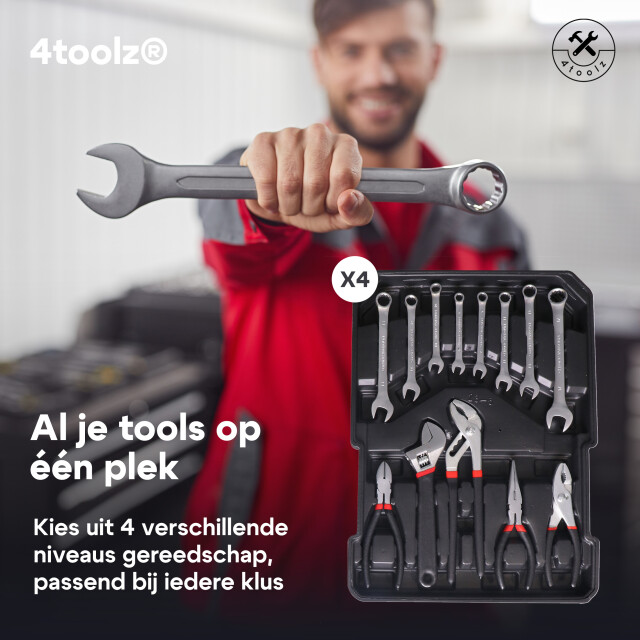 4toolz ® gereedschapskoffer xxl 1020-delig aluminium trolley met wielen 3068381 large