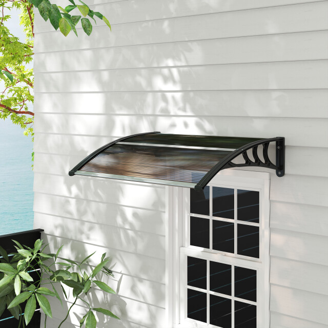 4goodz Deurluifel afdak 80x120 cm overkapping polycarbonaat bruin 3239969 large