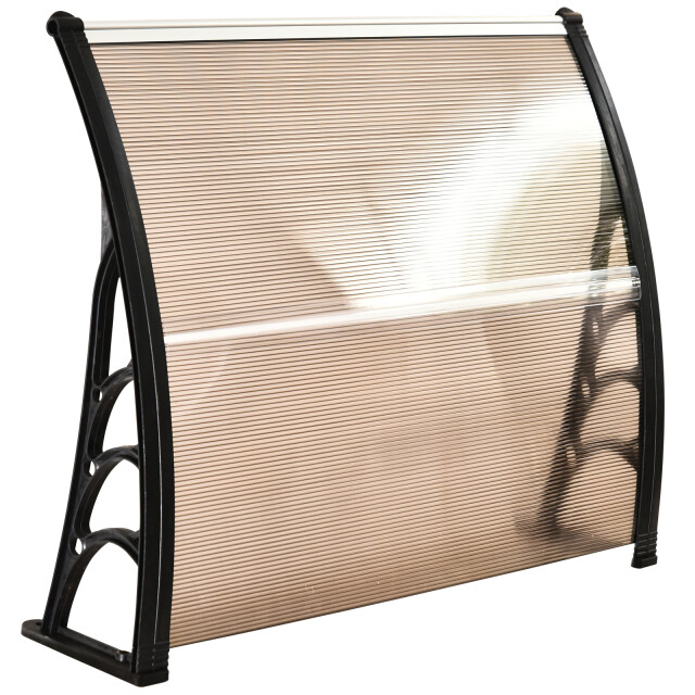 4goodz Deurluifel afdak 80x120 cm overkapping polycarbonaat bruin 3239969 large