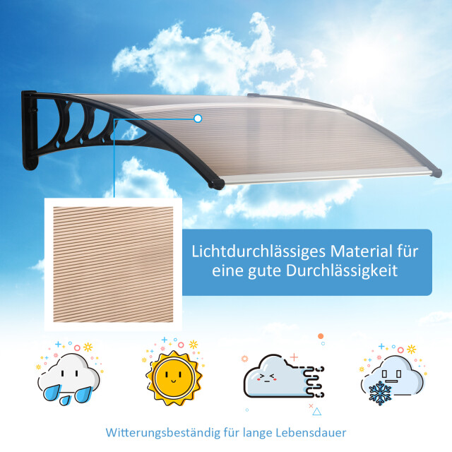 4goodz Deurluifel afdak 80x120 cm overkapping polycarbonaat bruin 3239969 large
