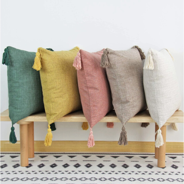 Gek op kussens! Tassle washed yellow | 45 x 45 cm | kussenhoes | katoen 3238513 large