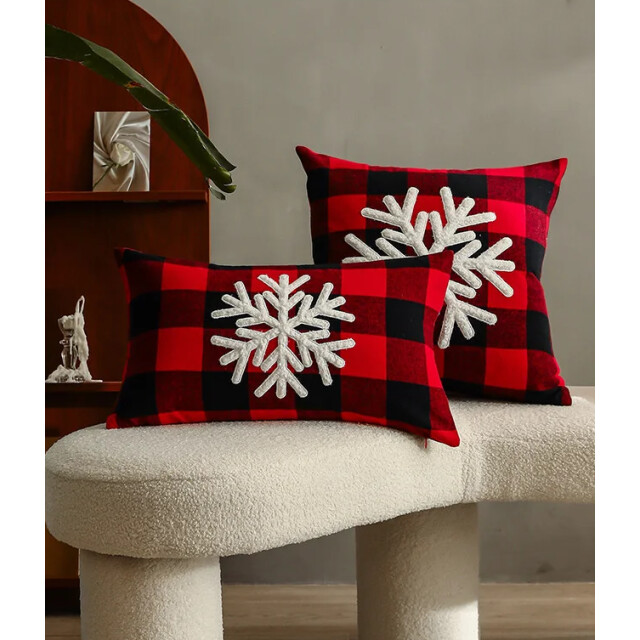 NOVÉE Sierkussen snow kerst ruit | 30 x 50 cm | katoen 3237385 large