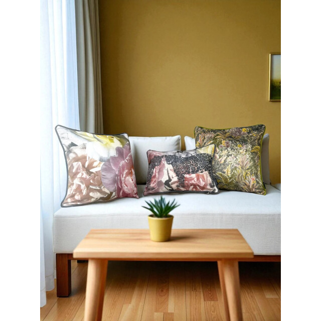 Gek op kussens! Sierkussen jacquard velvet flowers | 45 x 45 cm | velvet/polyester 3238185 large