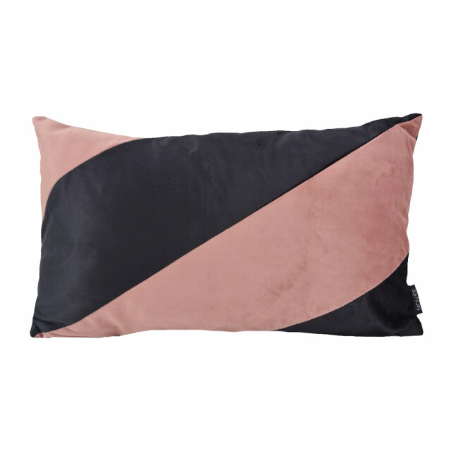 NOVÉE Velvet swirl oudroze/zwart | 30 x 50 cm | kussenhoes | fluweel/polyester 3237078 large