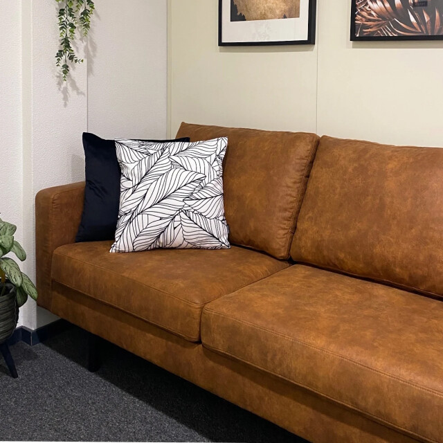 Gek op kussens! Black & white leaves | 45 x 45 cm | kussenhoes | katoen/polyester 3238669 large