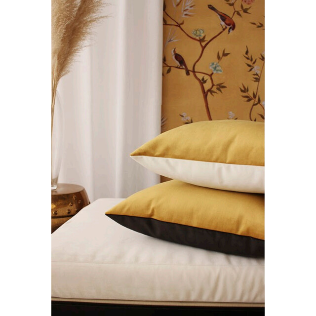 Gek op kussens! Velvet 2 tone yellow / black | 45 x 45 cm | kussenhoes | velvet/polyester 3238912 large