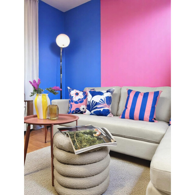 Gek op kussens! Sierkussen pink blue ginkgo | 45 x 45 cm | katoen/polyester 3236650 large