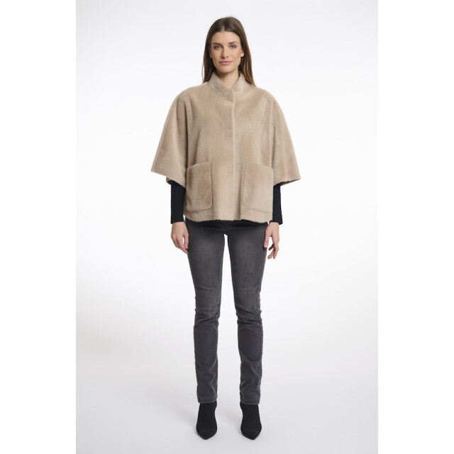 Rino & Pelle Faux fur cape zand 4289.04.0007 large