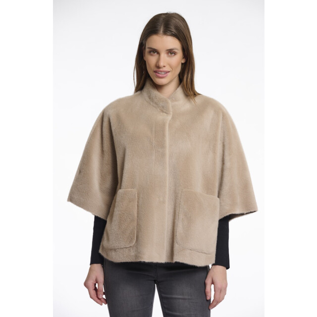 Rino & Pelle Faux fur cape zand 4289.04.0007 large