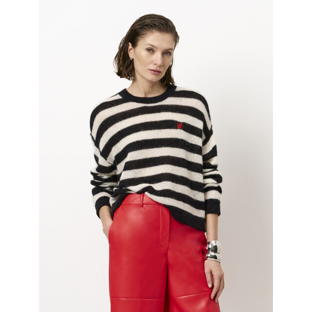 Dante 6 D6 ariama stripe striped sweater D6 Ariama Stripe Striped Sweater/9950 Black Cream large