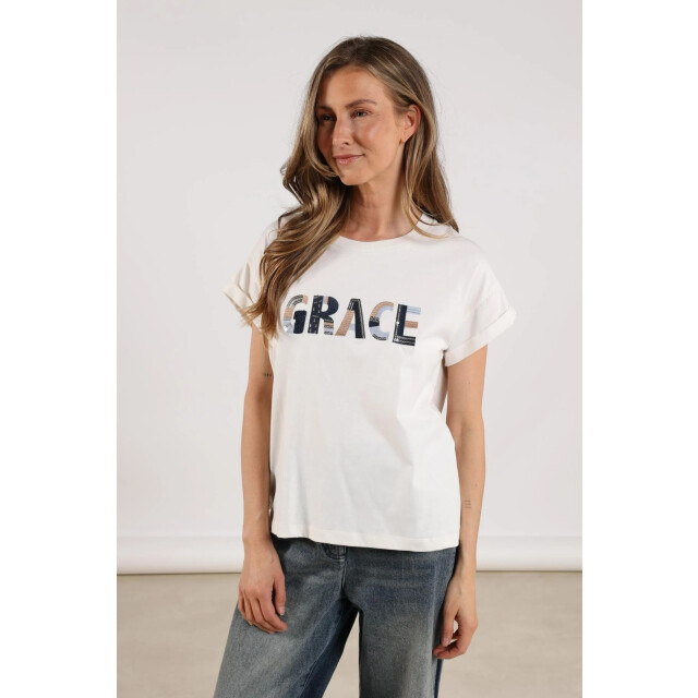 Nukus Nkf04003 219 grace shirt oneck offwhite/navy NKF04003  219 large
