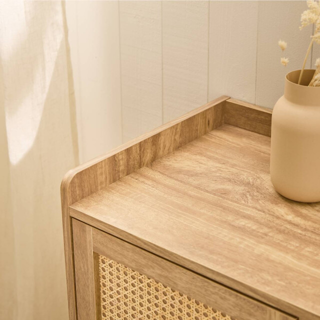 CaliCosy Commode met 1 deur en 3 lades, rotan fronten en houten poten, l80 cm palmo 3245912 large
