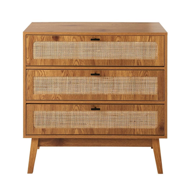 CaliCosy Commode met 3 lades, rotan fronten en houten poten, l80 cm alia 3245911 large