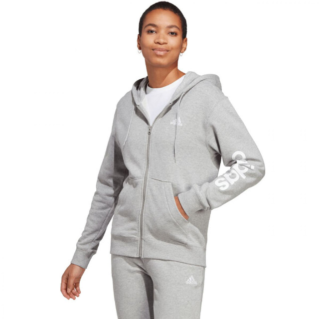 Adidas Dames essential linear french terry full zip hoodie UTPP3353_grey large
