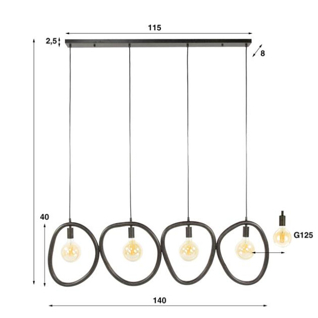 Hoyz hanglamp pebble 4 lichts artic 3222876 large