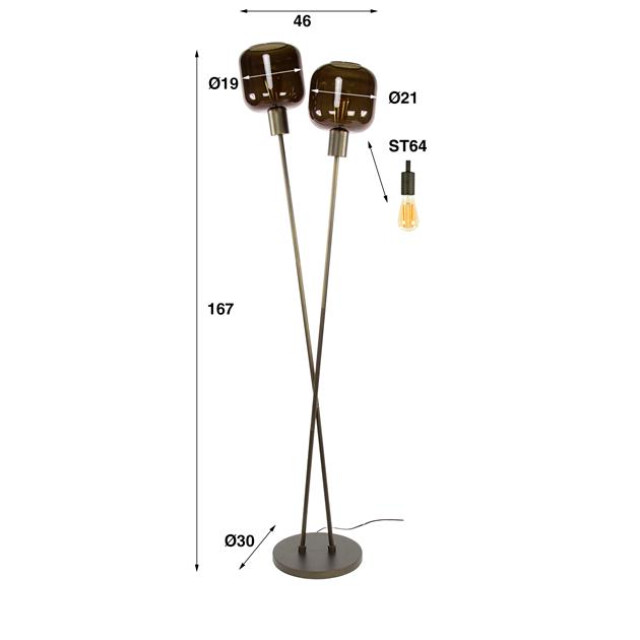 Hoyz vloerlamp bronza 2-lichts sienna brown 3222882 large