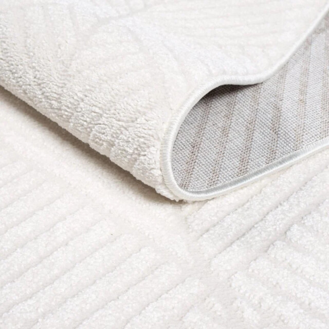 Muratap Outlet rond vloerkleed fancy uni wit- 120 cm rond 3246019 large