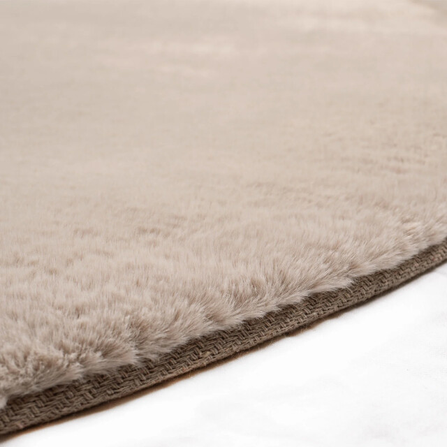 Muratap Outlet rond fluffy vloerkleed taupe- 120 cm rond 3246027 large