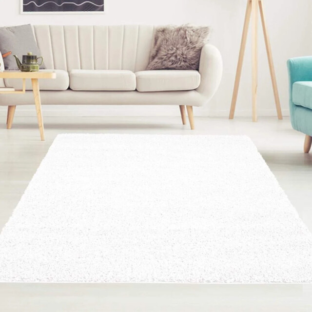 Muratap Outlet vierkant shaggy vloerkleed hoogpolig effen wit- 200x200 cm vierkant 3246050 large