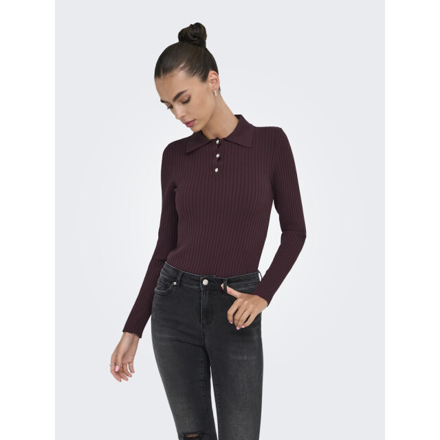 Only Onlelisa ls rib polo rp knt bordeaux 4359.47.0001 large