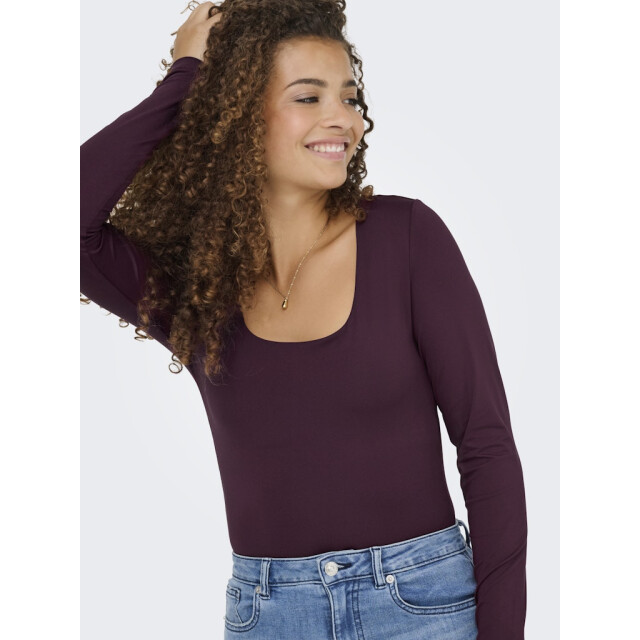 Only onlea l/s 2-way deep neck top jrs n 15302647 winetasting 06012.680.0005 large