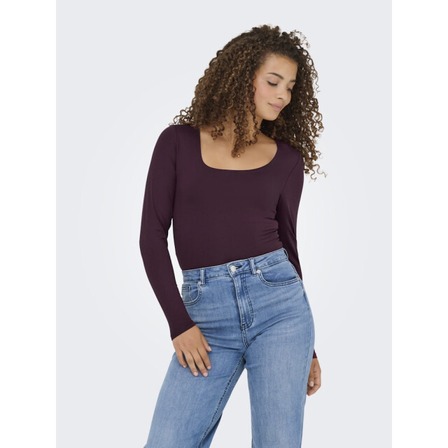 Only onlea l/s 2-way deep neck top jrs n 15302647 winetasting 06012.680.0005 large