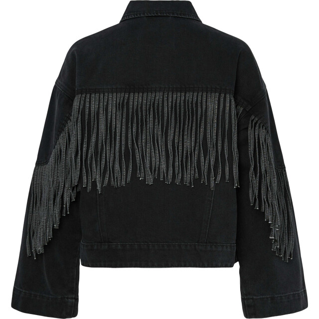 Y.A.S Yasaiko ls denim fringe jacket d2d dark grey den 26038248-191500 large