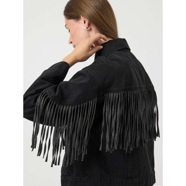 Y.A.S Yasaiko ls denim fringe jacket d2d dark grey den 26038248-191500 large