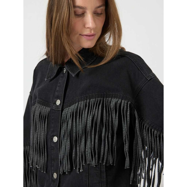 Y.A.S Yasaiko ls denim fringe jacket d2d dark grey den 26038248-191500 large