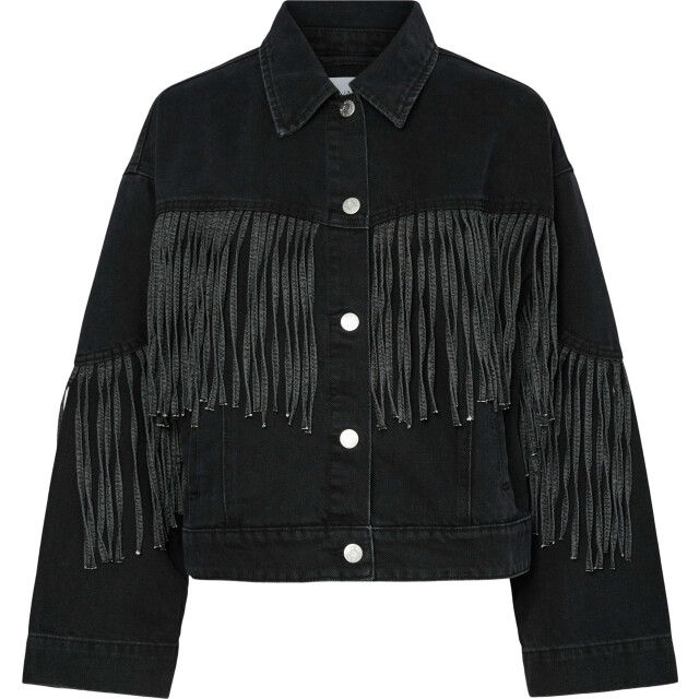 Y.A.S Yasaiko ls denim fringe jacket d2d dark grey den 26038248-191500 large