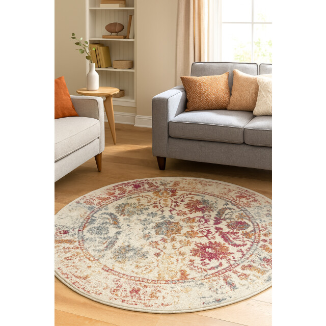 Muratap Rond vintage van gogh laagpolig vloerkleed multikleur creme- 300 cm rond 3246352 large