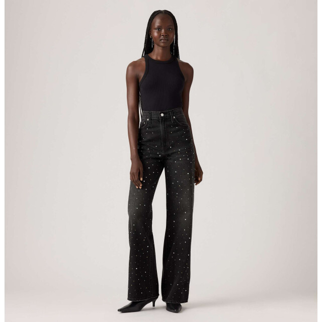 Levi's Ribcage wide leg h223 dazzie me smoke blk A6081-0055 large