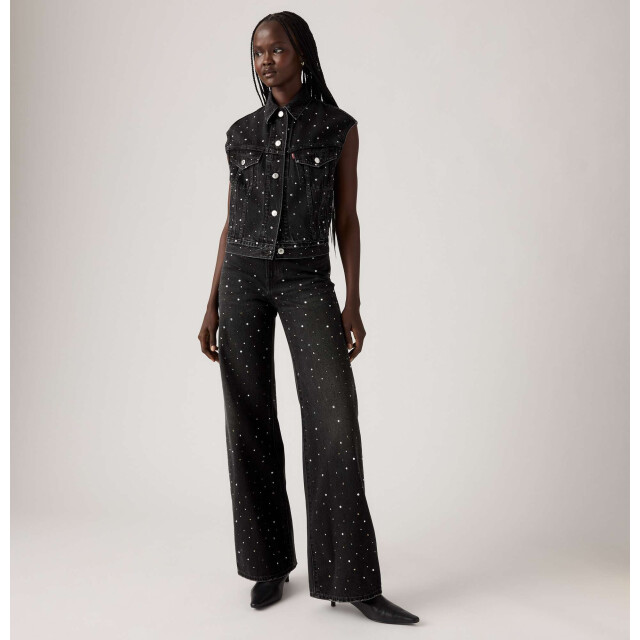 Levi's Ribcage wide leg h223 dazzie me smoke blk A6081-0055 large