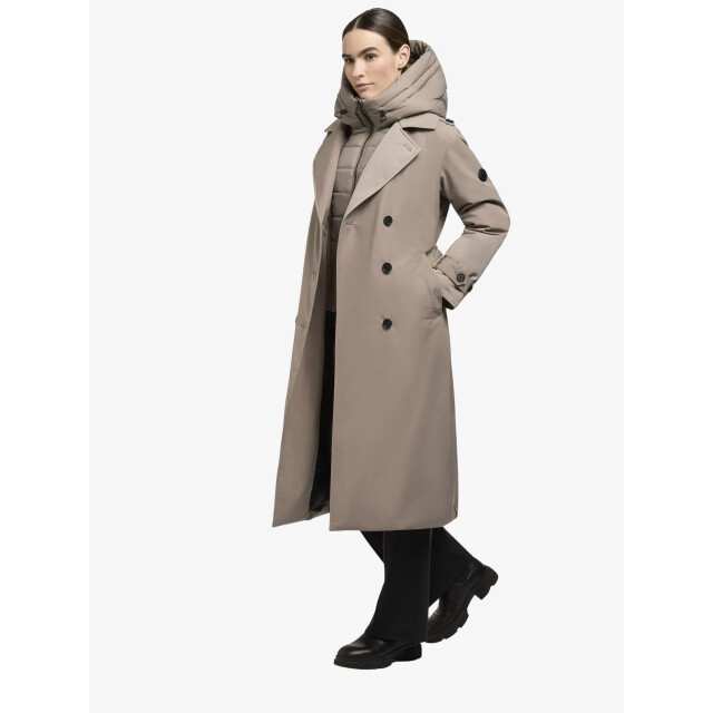 Khujo Lange trench winterjas elana in de kleur 1237C0253-ENENA-GREIGE large