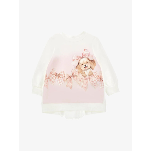 Monnalisa Meisjes baby jurk sweatdress puppy panna fairytale 39F901-6004-0190 large