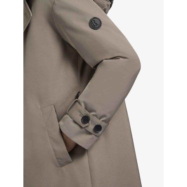 Khujo Lange trench winterjas elana in de kleur 1237C0253-ENENA-GREIGE large