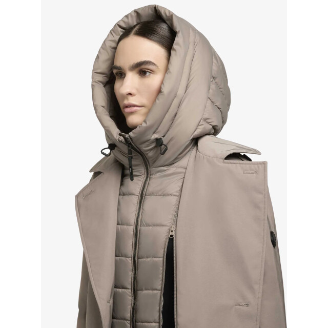 Khujo Lange trench winterjas elana in de kleur 1237C0253-ENENA-GREIGE large