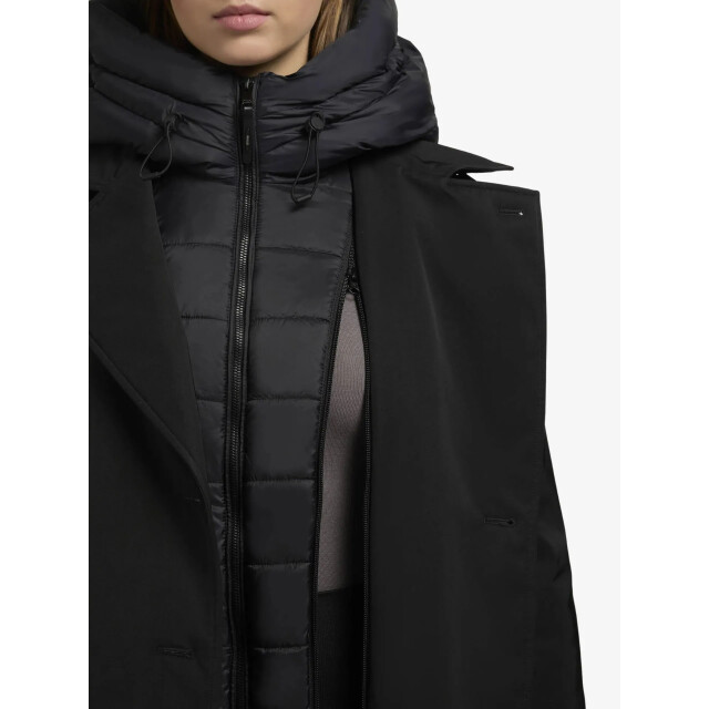 Khujo Lange trench winterjas elana in de kleur 1237C0253-ENENA-ZWART large