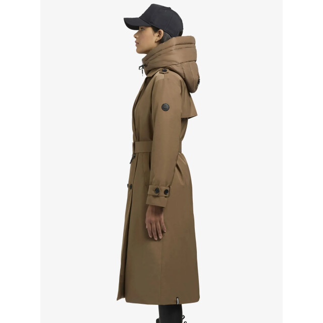Khujo Lange trench winterjas elana in de kleur 41KHU1-1237C0253-ENENA-BRUIN-CIT-TAUPE large
