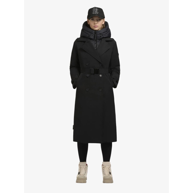 Khujo Lange trench winterjas elana in de kleur 1237C0253-ENENA-ZWART large