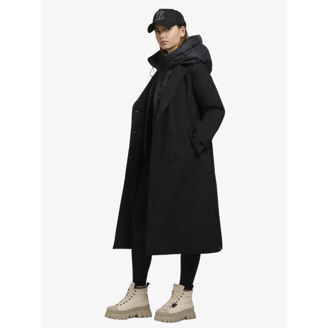 Khujo Lange trench winterjas elana in de kleur 1237C0253-ENENA-ZWART large