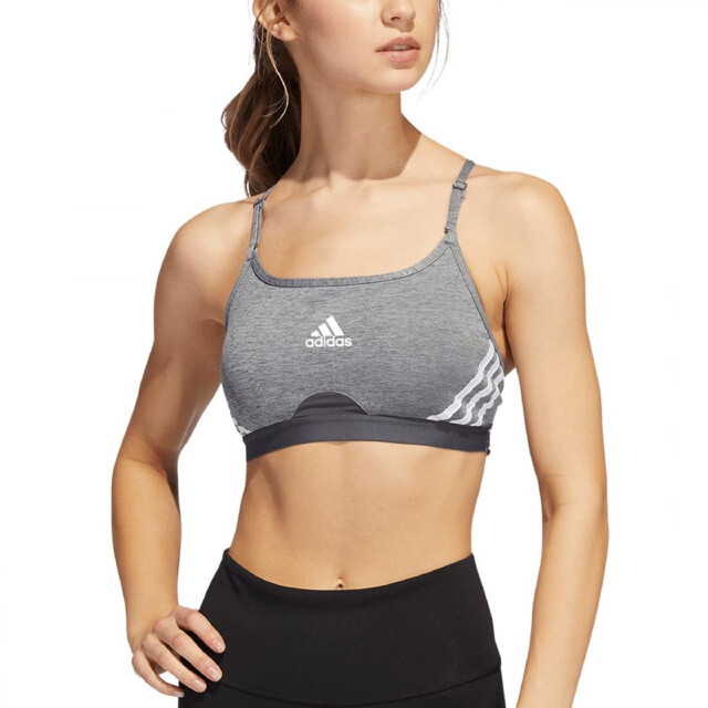 Adidas Dames aeroreact triple stripe lichte ondersteuning trainingsbeha UTPP5188_grey large