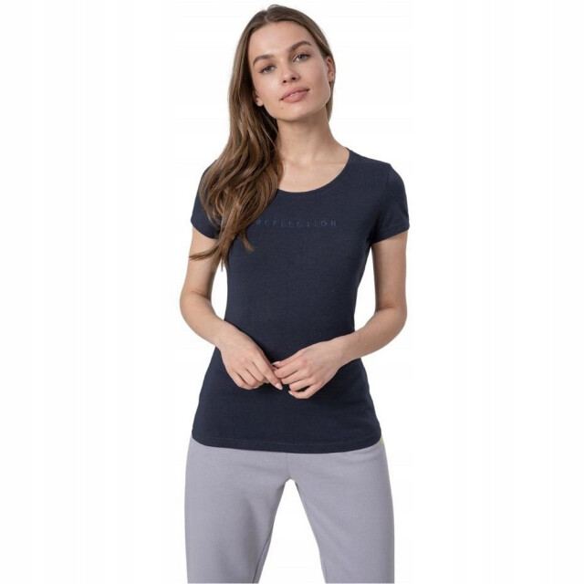 4F Dames h4z22 tekst regular t-shirt UTPP1739_navyblue large