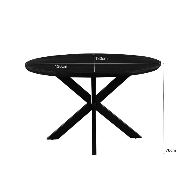 Livingfurn eetkamertafel jesper round black 130x130x76 cm mangohout 2926158 large